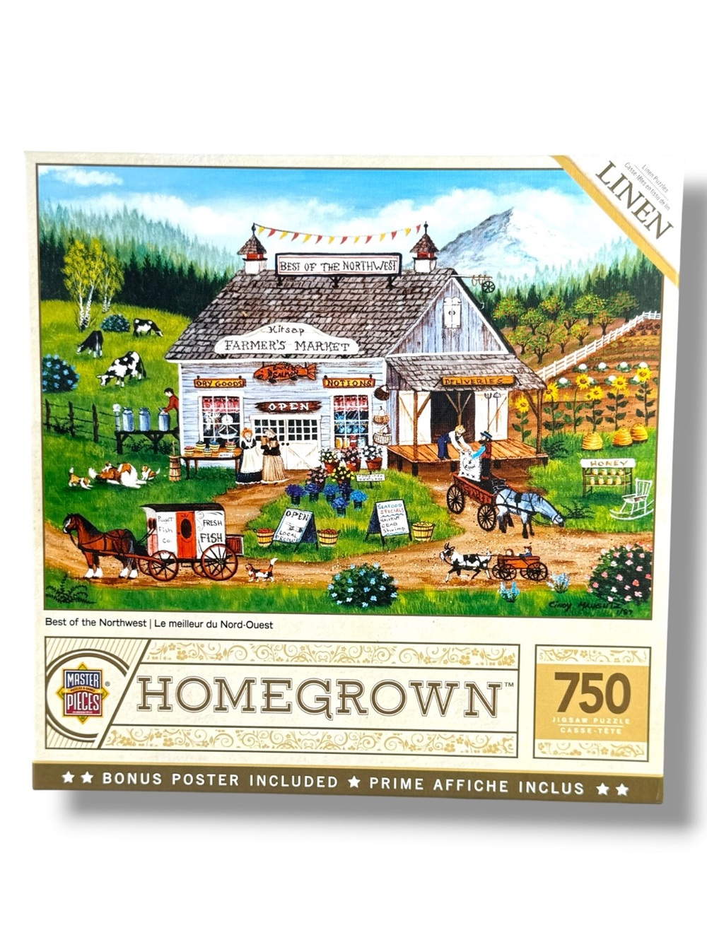 🧩 Masterpieces Homegrown Best of the Northwest 750 Piece Linen Jigsaw Puzzle